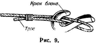 Привязка крюка блока 