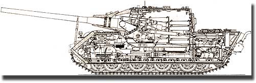 Разрез самоходного орудия "Ягдтигр" 