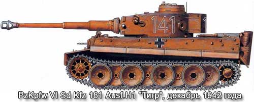 Танк PzKpfw VI Sd Kfz 181 Ausf.H1 Тигр, декабрь 1942 года Танк Тигр, декабрь 1942 года