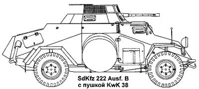Sd.Kfz.222 Ausf.B. с пушкой бронемашины Германии