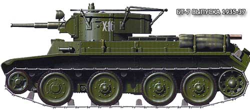 Легкий колесно-гусеничный танк БТ-7 выпуска 1935-1937 гг. танк БТ-7