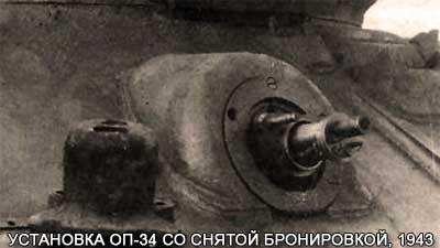 Установка ОП-34 со снятой бронировкой, 1943 год Установка ОП-34