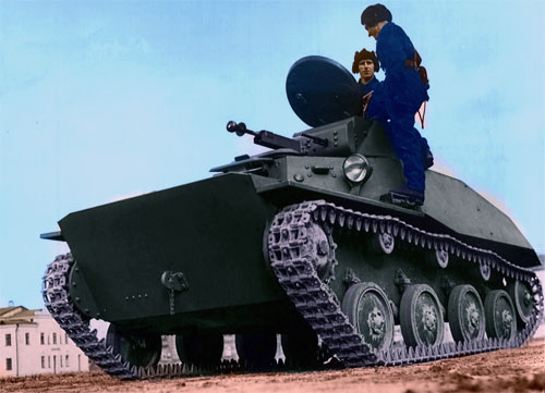 Т-40. Цветное фото выполнено из ч/б варианта специально для сайта pro-tank.ru. Похожая (цветная) работа встречается в Интернете Танк Т-40