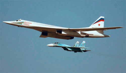 Самолеты России Ту-160 и Су-27
