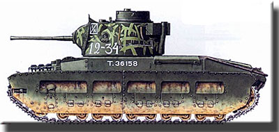Пехотный танк Mk II "Матильда" 38-тбр Юго-Западный фронт, май 1942 года вид сбоку на танк