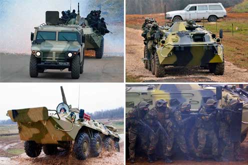 Генеральная репетиция показа полицейской и военной техники Демонстрация техники