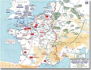 Положение Союзников и немецких войск в Западной Европе на 6 июня 1944 Карта